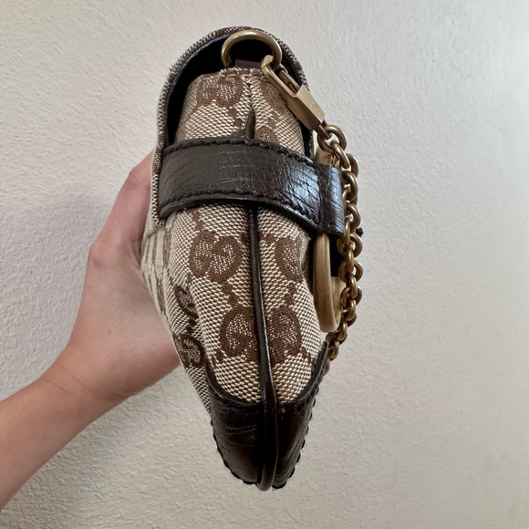 SOLD Gucci Horsebit Chain Clutch Bag Brown Monogram - Picture 8 of 16